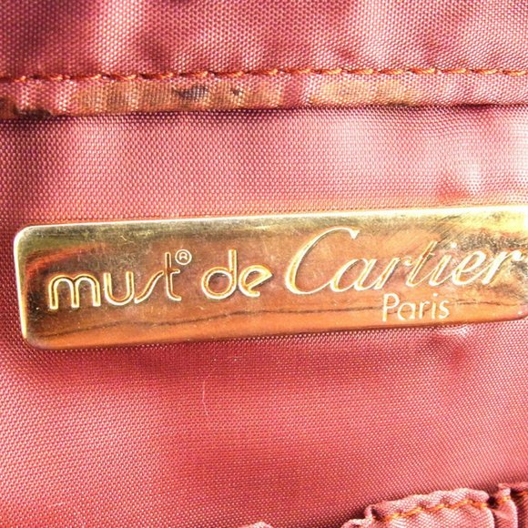Authentic Cartier Clutch Bag Mast Line Bordeaux Gold Women Men - Picture 8 of 8